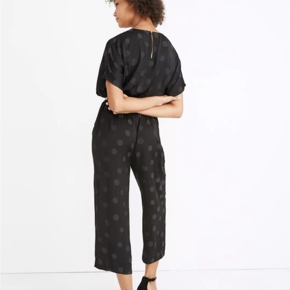 Madewell Crossfront Polka-Dot Jumpsuit Small V Neck Silky Keyhole Back - Picture 8 of 9